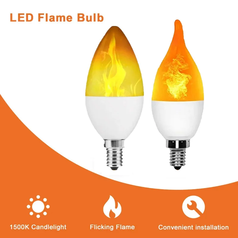 2 قطعة E14 Led مقلد لهب لمبات 9 واط AC85-265V Luces المنزل الملحقات الإلكترونية مصباح لهب تأثير الضوء لمبات Lampada #1