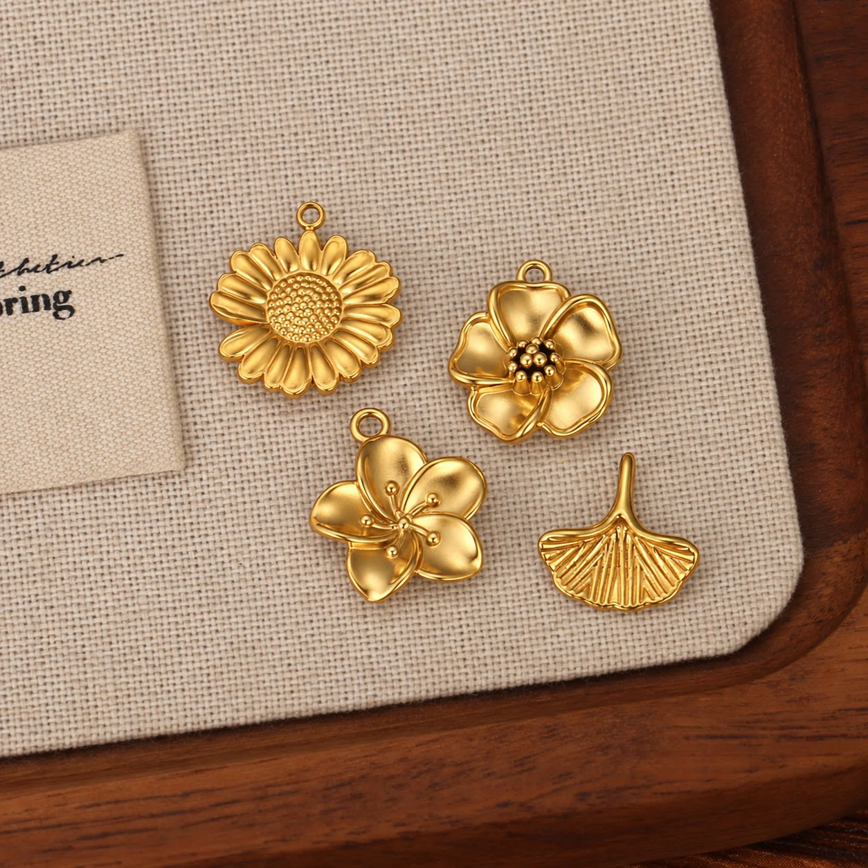 3Pcs Cherry Blossom/Hibiscus/Daisy Charms for Jewelry Making Stainless Steel 3D Flower Pendants DIY Necklace/Earring Accessories