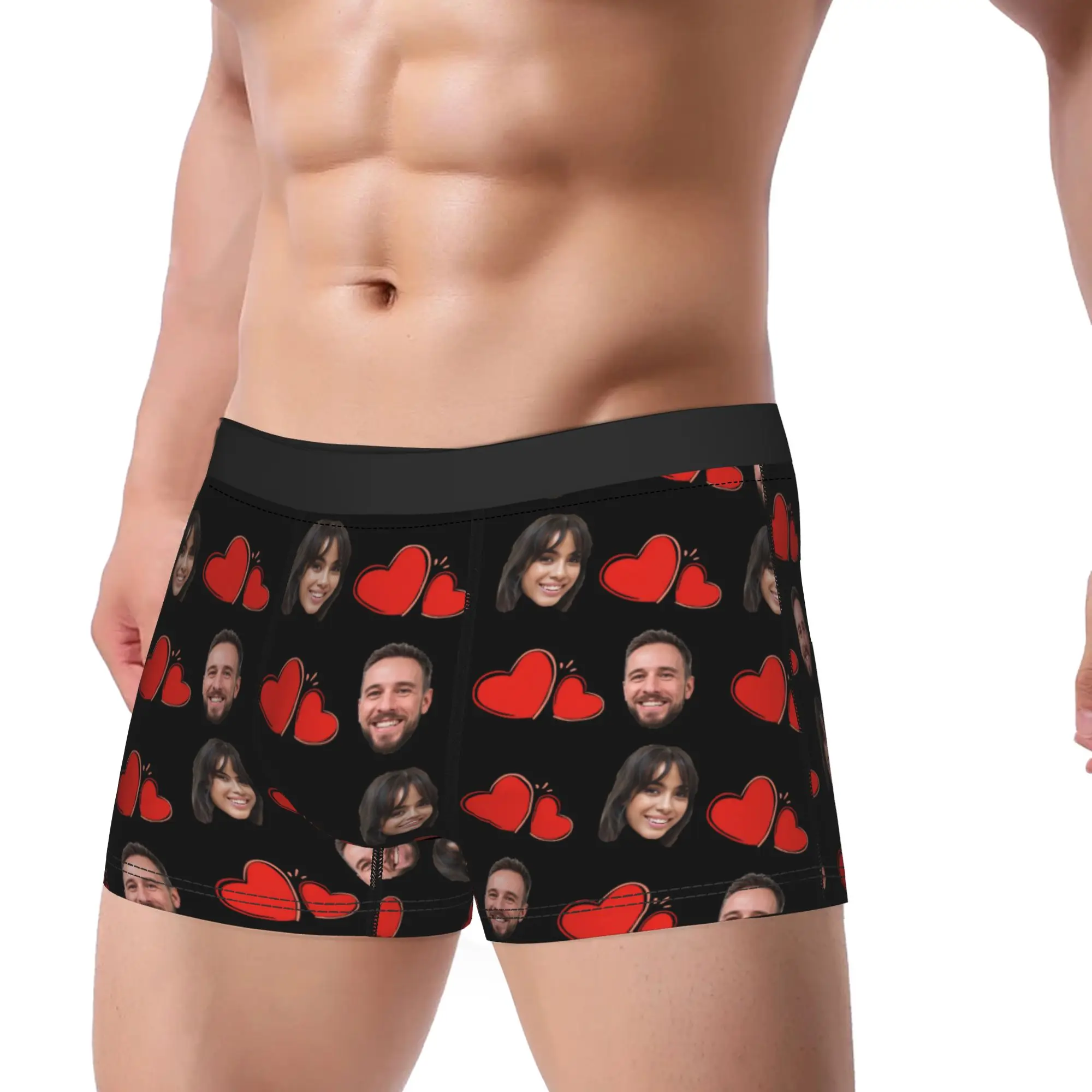 DIY Your Picture Men's Underwear Couple Love Boxer Briefs Shorts Panties Mid Waist Underpants for Homme Father's Day gift