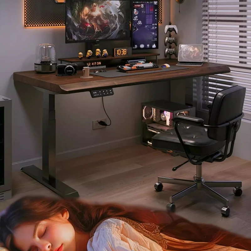 Wei Luzi W1 مكتب رفع كهربائي من الخشب الصلب كمبيوتر مكتبي مريح لغرفة النوم والمكتب المنزلي مكتب مذاكرة مكتب الألعاب