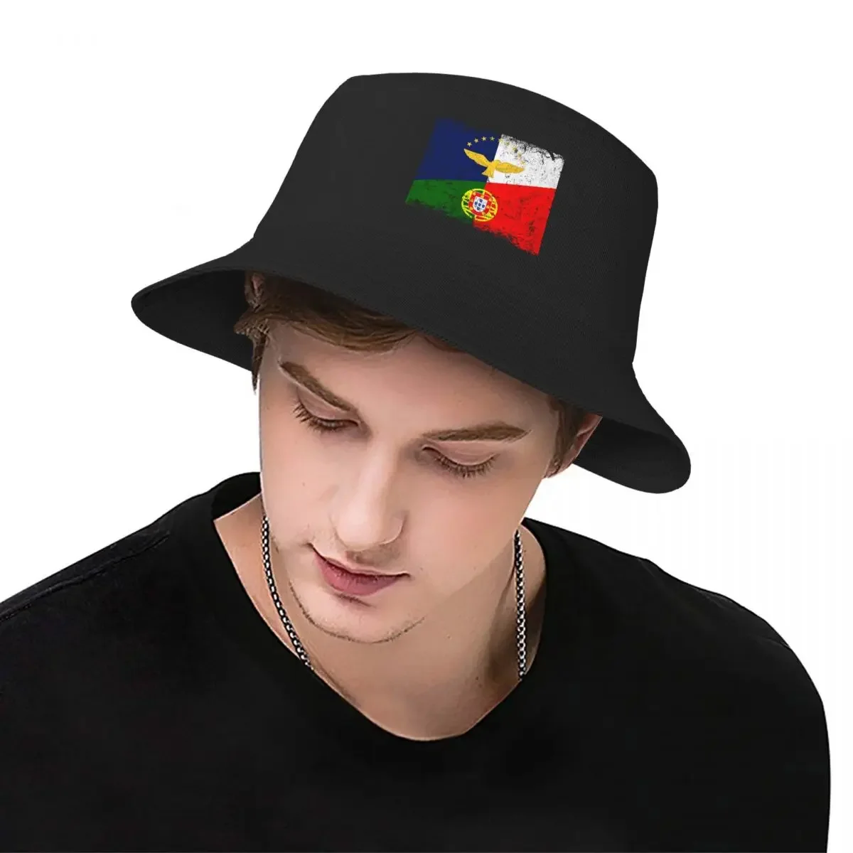 Azores Flag Portugal Flag Patriotic Portuguese Roots Bucket Hat Sun Cap Hat Luxury Brand Men's Baseball Women's