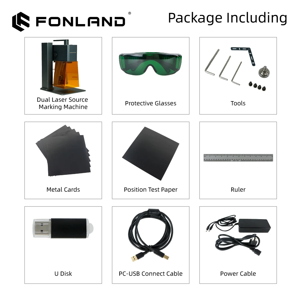 FONLAND IDY Incisore laser doppio 2 in 1 2W 1064nm e 10W 455nm HD Macchina per marcatura portatile portatile per metallo plastica