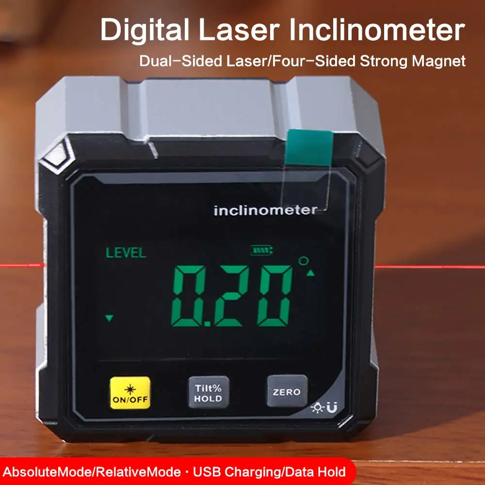 

Four Sided Display Angle Gauge Digital Display Magnetic Suction Angle Gauge 360 Degree Compact Level Protractor Inclinometer