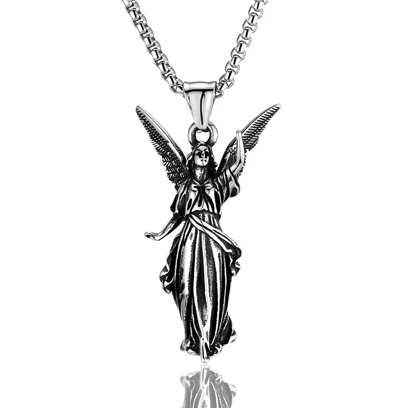 

Men Virgin Mary Titanium Steel Necklace Punk Hip Hop Pendant Stainless Steel Chain