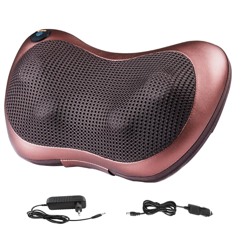 

Roller Massage Pillow For Neck Chair Infrared Heating Kneading Neck Shoulder Car Shiatsu Massage And Relaxation Eu Plug