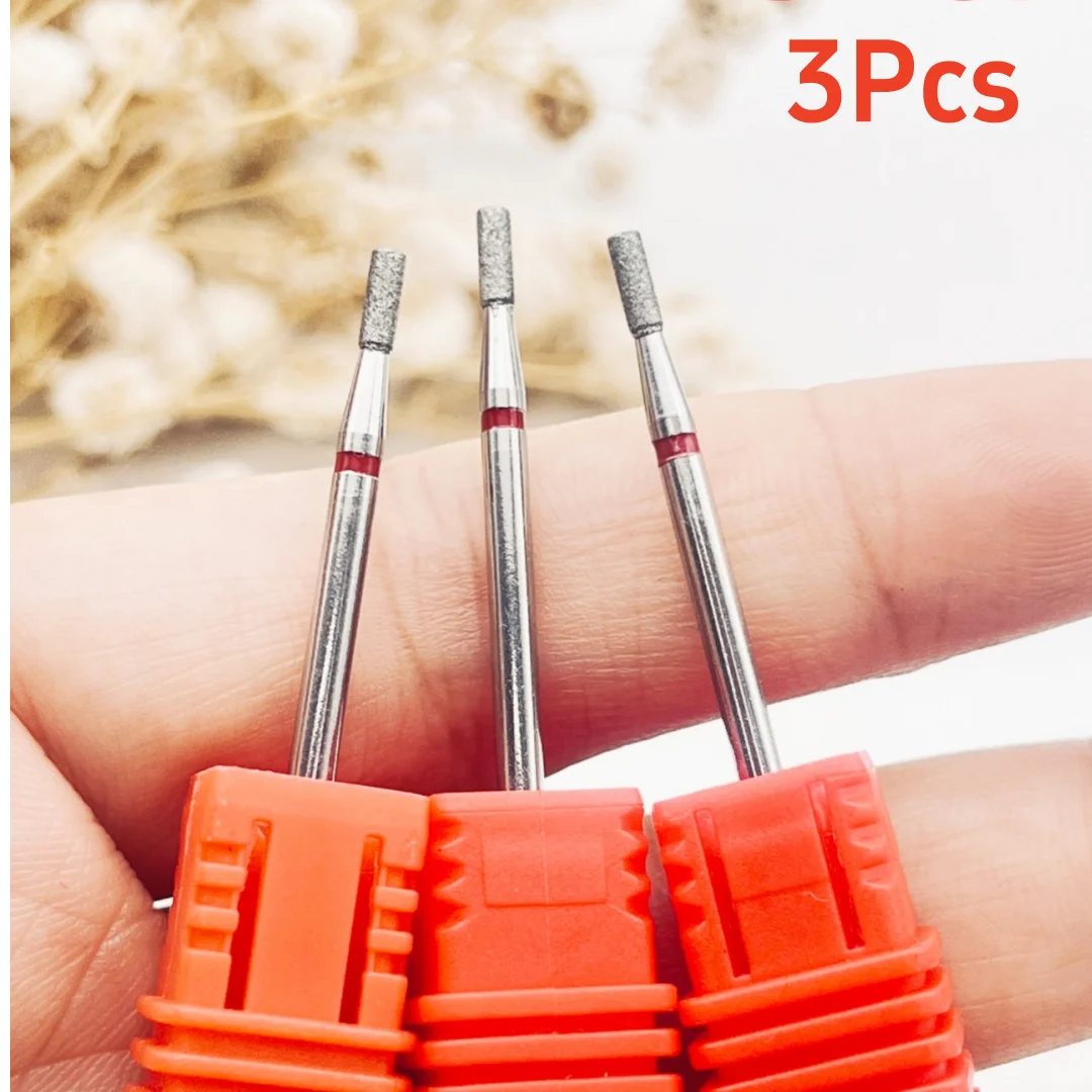 3個/セット ダイヤモンドネイルドリルビット 両側の死んだ皮膚を除去するために後ろの端を押してネイルエッジを磨く サンドイッチレザーツール