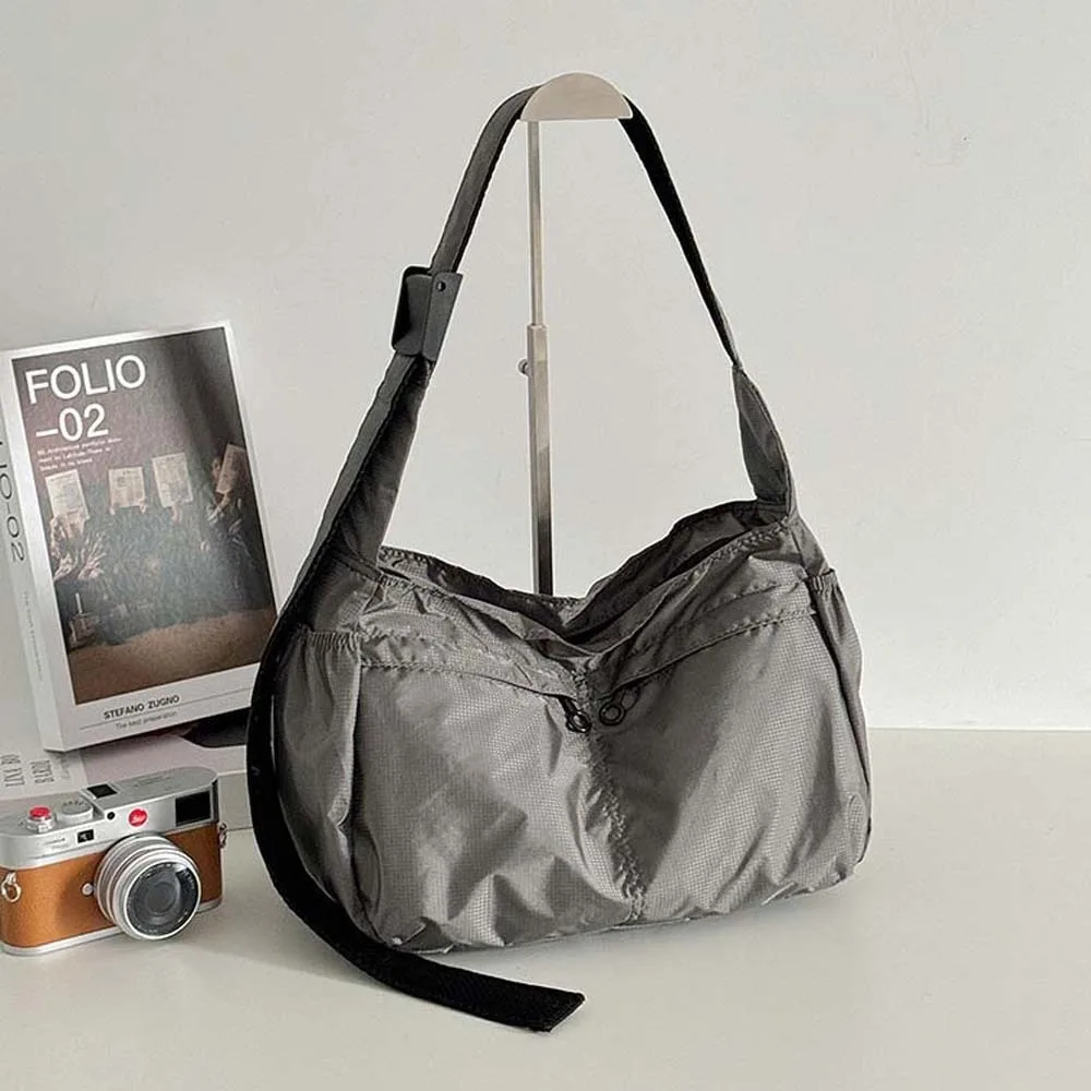 Oxford Cloth Men's Crossbody Bag Large Capacity Solid Color Waterproof Shoulder Bag Adjustable Strap Smooth Sports Fitness Pouch
