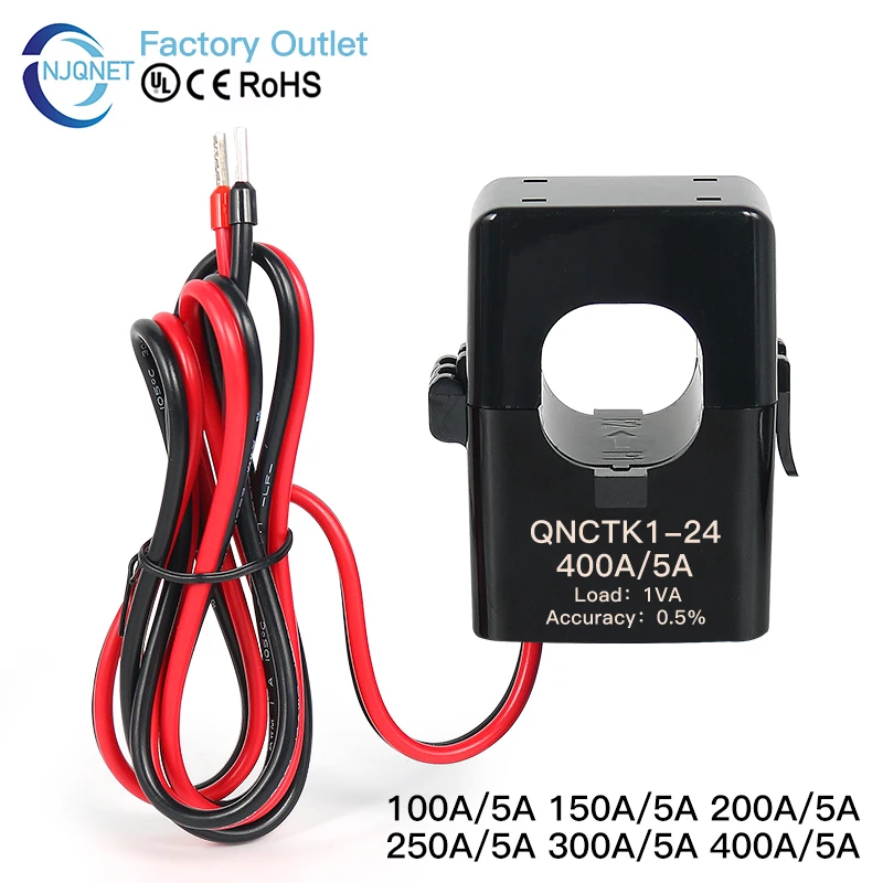 

Split core current transformer CT Clamp QNCTK1-24 100 5 200 5A 250A 300/5 400/5 500/5 600 5A transducer current sensor open type