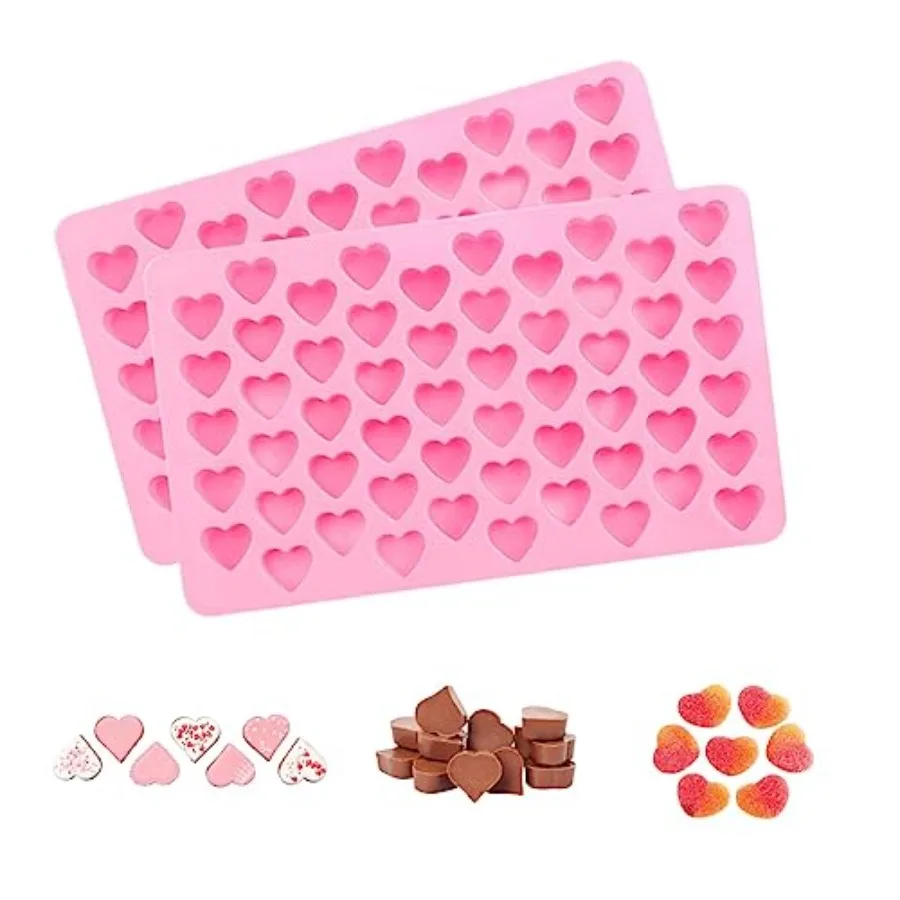 

2 Pack Heart Silicone Molds Non-Stick Food Grade for Jelly Homemade Treats Candy Chocolate Candle Lacquer Seal Making Supplies