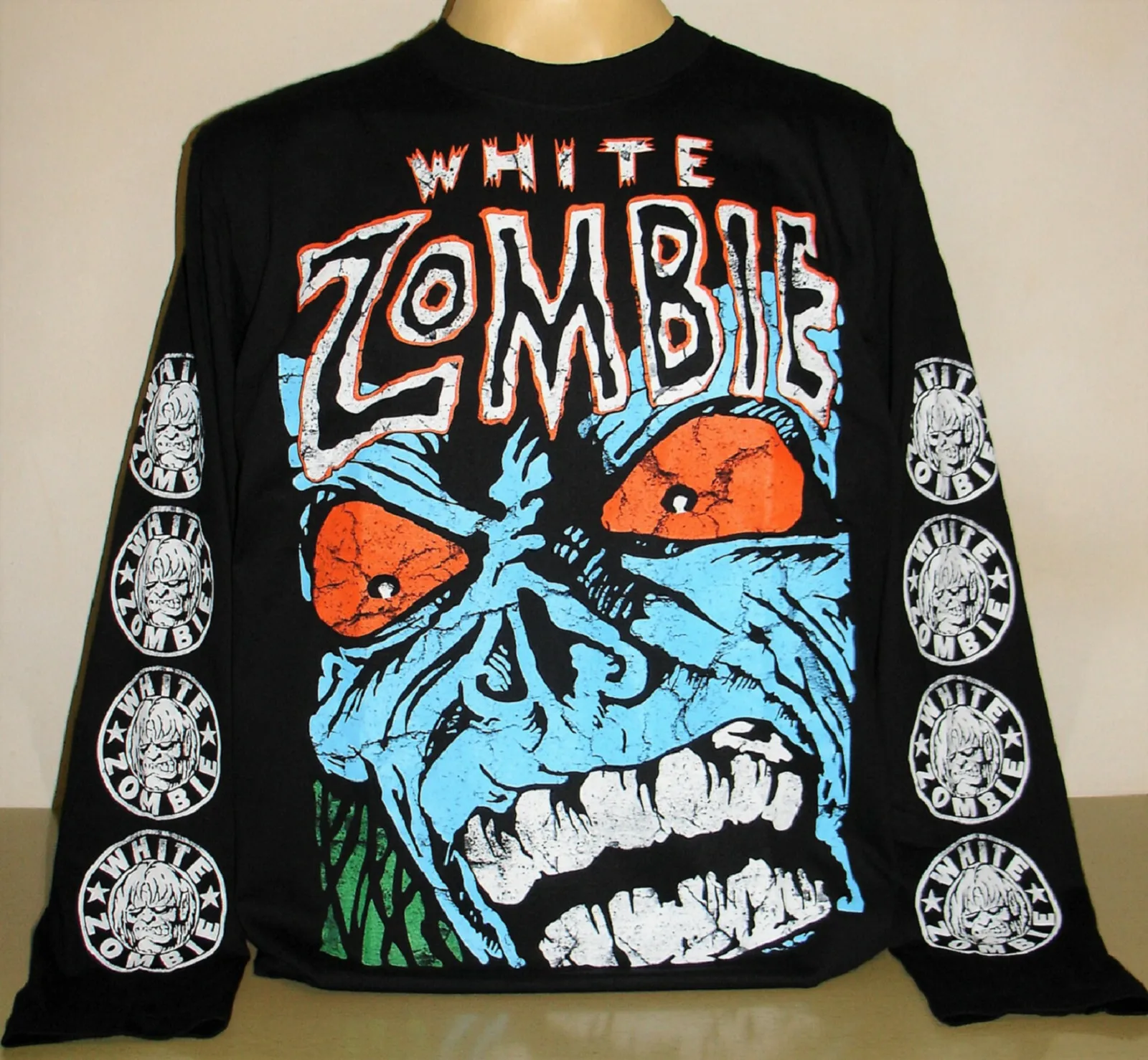 White ZombieRob Retro Street Rock Pop Band White Zombie Long Sleeve Men's and Women's T-shirts Harajuku Y2K Top Men's Clothing