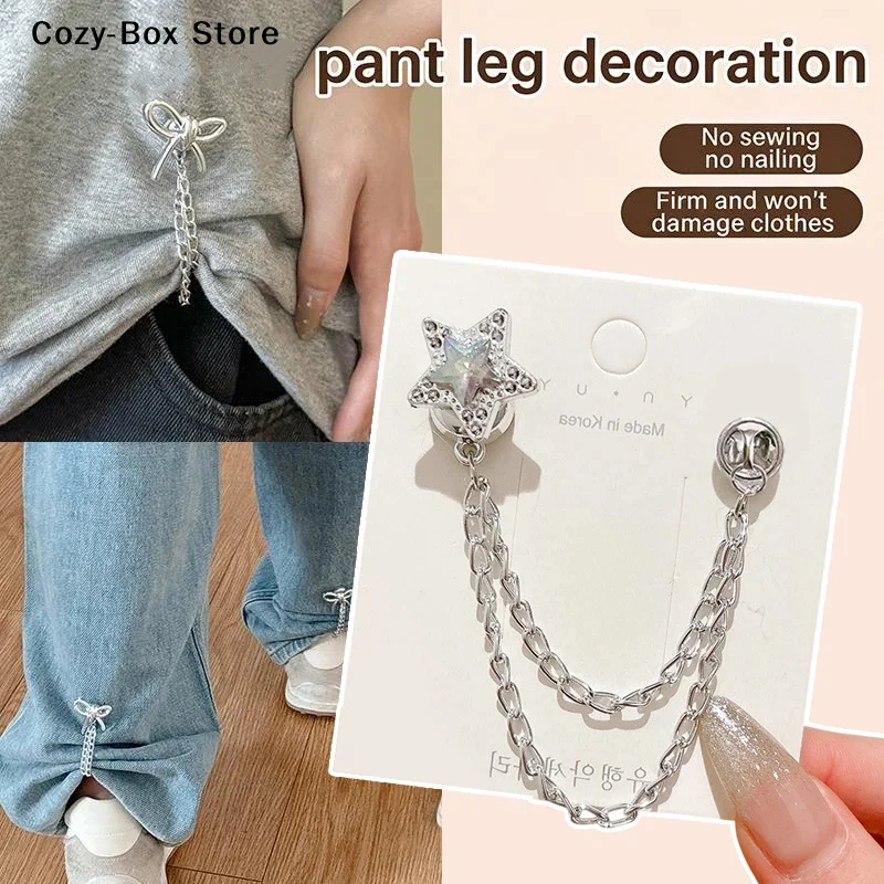 2Pcs Multi-Function Magnetic Clothing Clip With Chain Metal Jean Buttons Clip Clothes Scarf Trouser Legs Cuff Fixing Magnet Pins