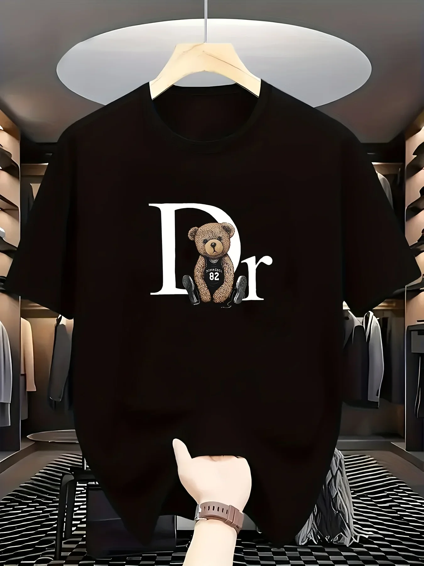 كم جولة الرقبة ملابس عادية لعوب تيدي طباعة الصيف عارضة الجرافيك المرأة تي شيرت هندسية طباعة الملابس الجمالية #1