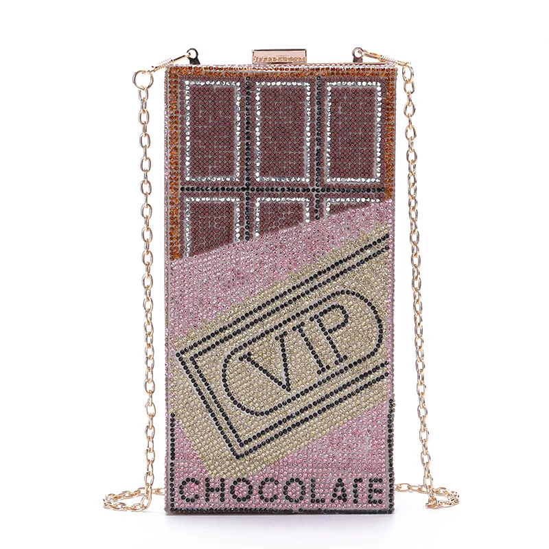 المرأة العصرية حقائب كتف متنقلة مرصعة بالألماس VIP الشوكولاته حقائب يد الدولارات الأمريكية عشاء العصرية المفاجئة إغلاق حقيبة يد #3