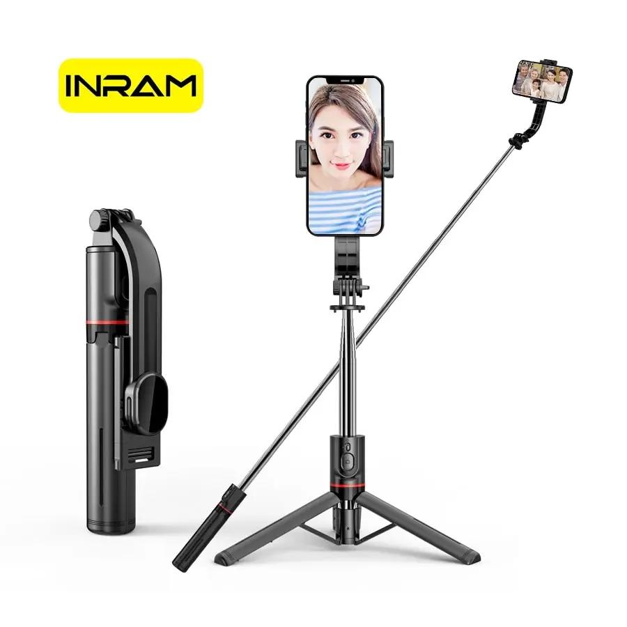 INRAM-L13 Extended Version Wireless Bluetooth Selfie Stick Foldable Tripod with Remote Shutter for Android IOS 2022 Latest Hot