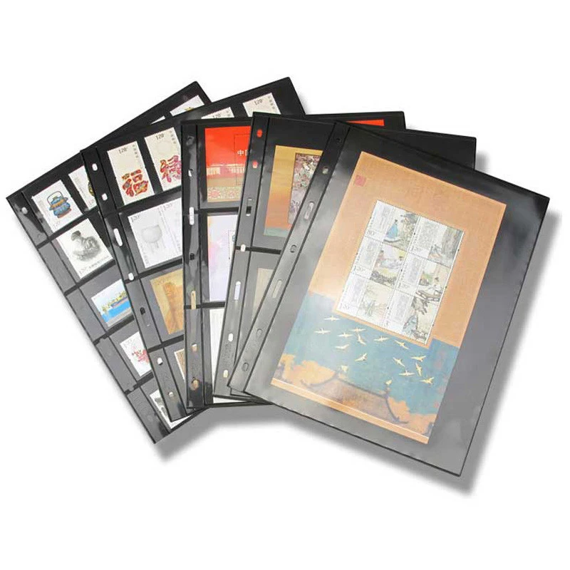 1PCS Postage Stamps Album Black Standard 9 Hole Pages Inserts Loose Leaf For Collecting