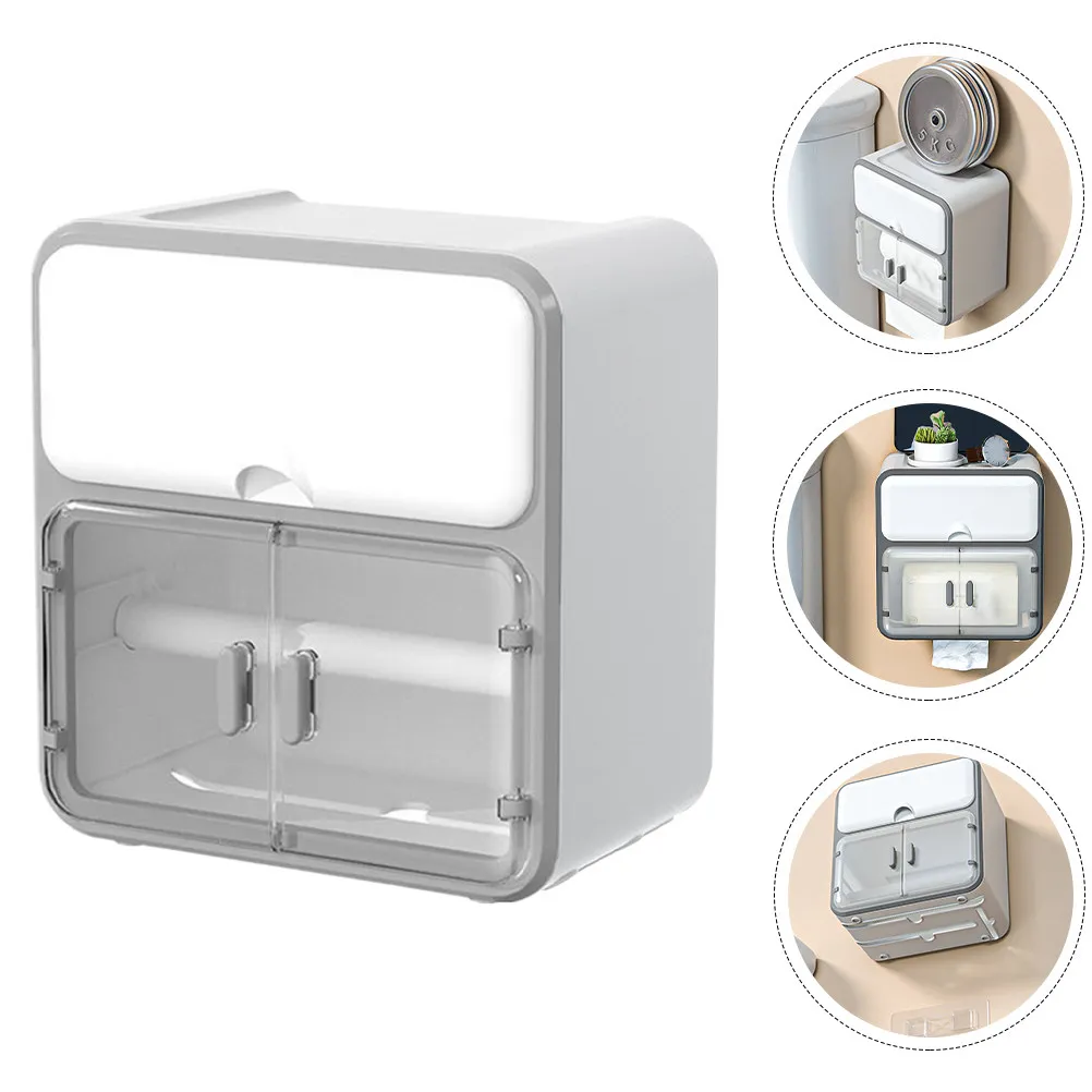 

Wall-Mounted Tissue Storage Holder Premium Sturdy Waterproof Toilet Paper Holder Bathroom Napkin Case Paper Roll Box Flat