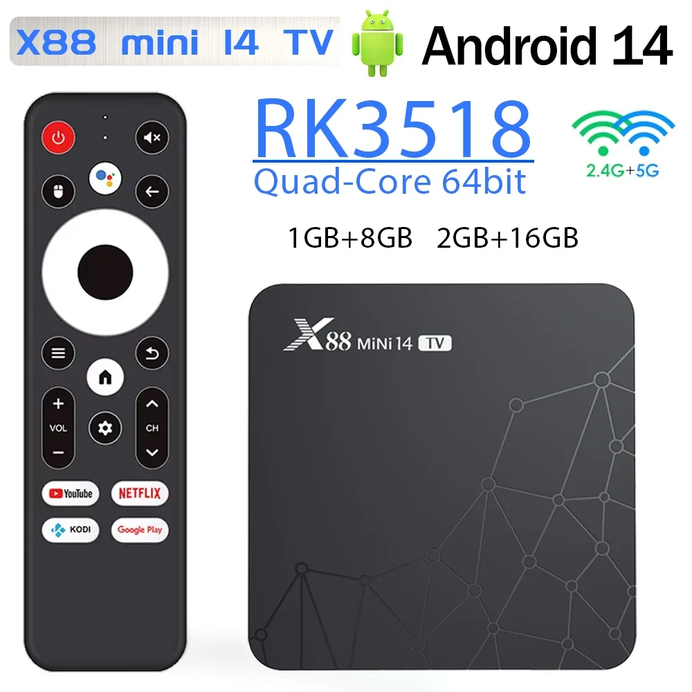 Android14 X88 MINI 14 TV Box Bluetooth RK3518 WIFI6 4K HDR Home Cinema Media Player Set-top-box