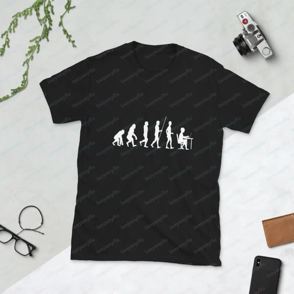 Funny Programmer Evolution T Shirt Humor Computer Coding Coder T-shirt Casual Fashion Loose Short Sleeve Man Women Clothing