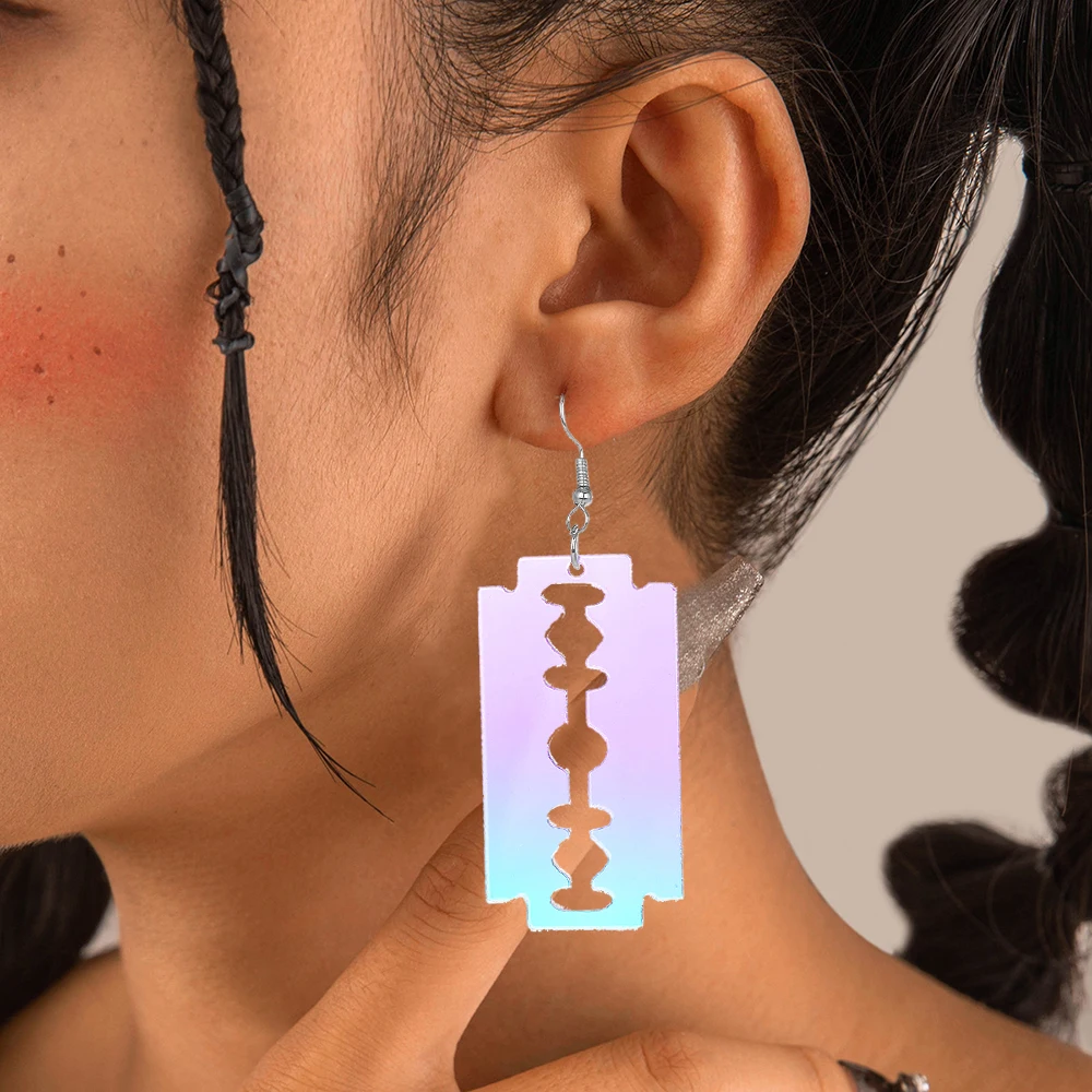 WELback-قرط مرصع بشفرة حلاقة إبداعية ، قرط فاسق رائع ، مجوهرات قوطية ، هدية موضوع للفتيات والفتيان