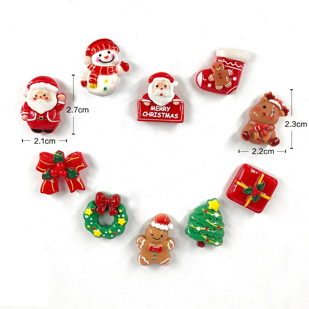10pcs Red Christmas Fridge Magnet Gife Food Figurine Resin Refrigerator Whiteboard Sticker Diy Decoration Kitchen Accessories