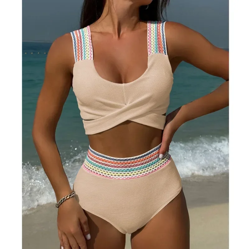 

Новые сексуальные бикини 2025 года, женский купальник с эффектом пуш-ап, женский пляжный купальник, купальные костюмы с высокой талией, комплект бикини для купания в бассейне