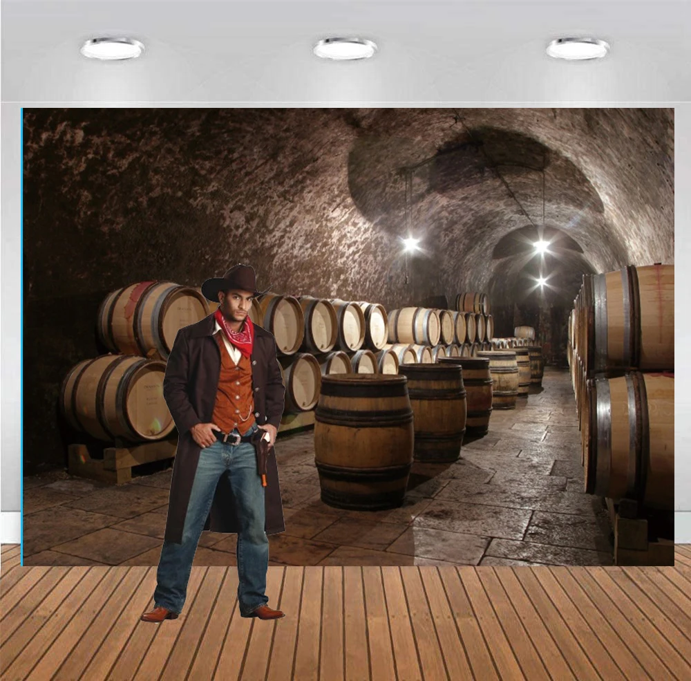 

Underground Wine Cellar Rural Countryside Photography Background Wooden Red Wine Barrels Backdrop Photo Studio Photozone Props