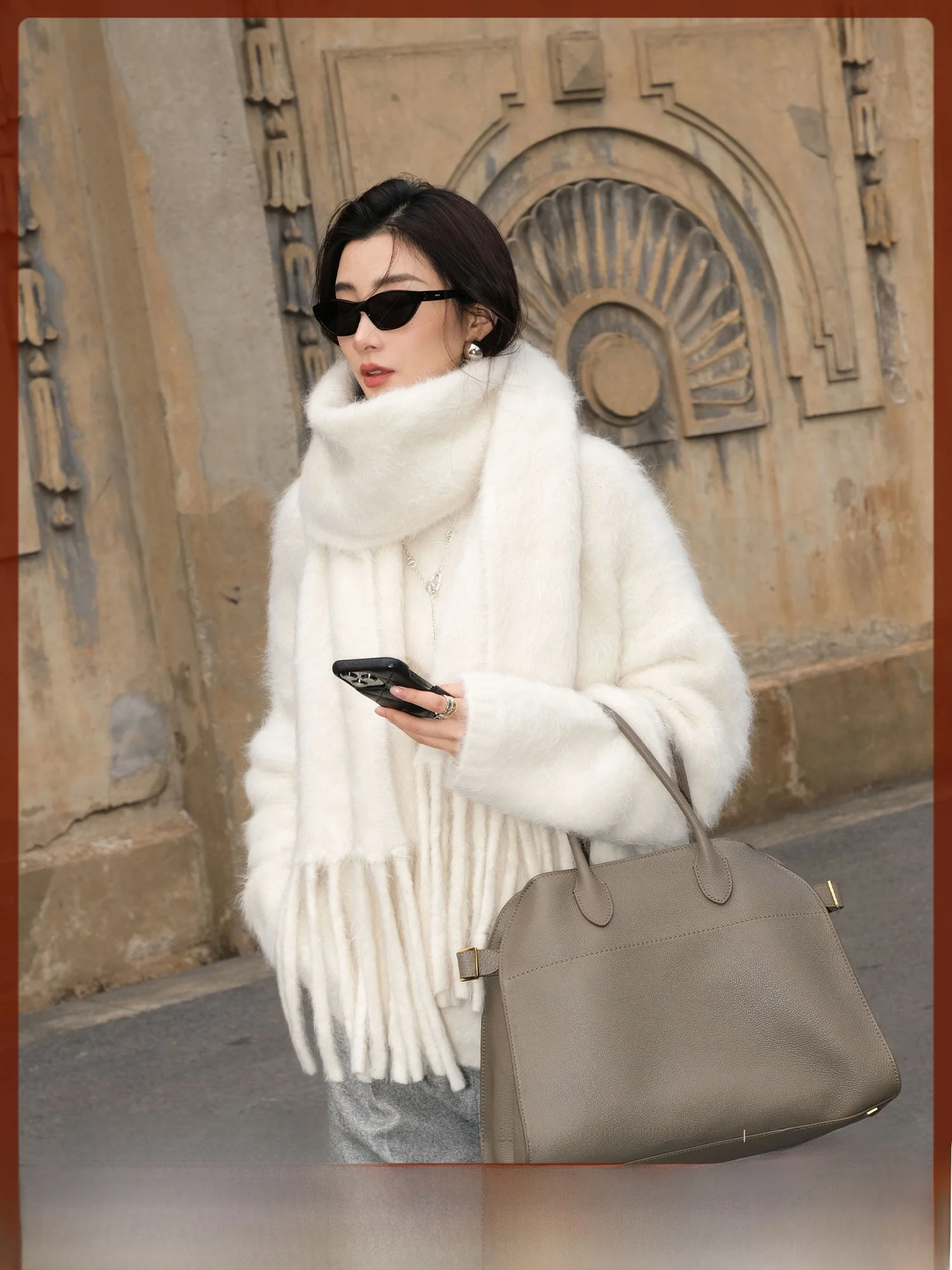 

Mali 769ALPACA Nordic Sle круглый новый свитер с шарфом с бахромой, женский зимний модный трикотаж, длинный топ све прямого кроя