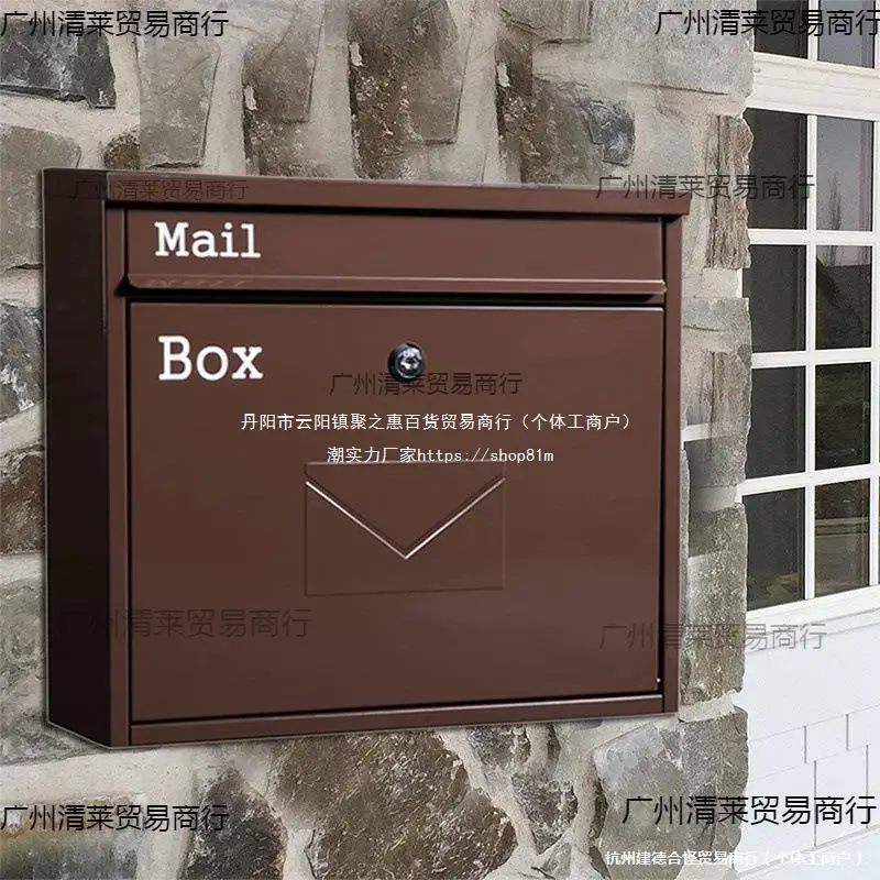 WW mailbox villa European-style room wall with lock mailbox wrought iron mailbox creative suggestion box, household letter