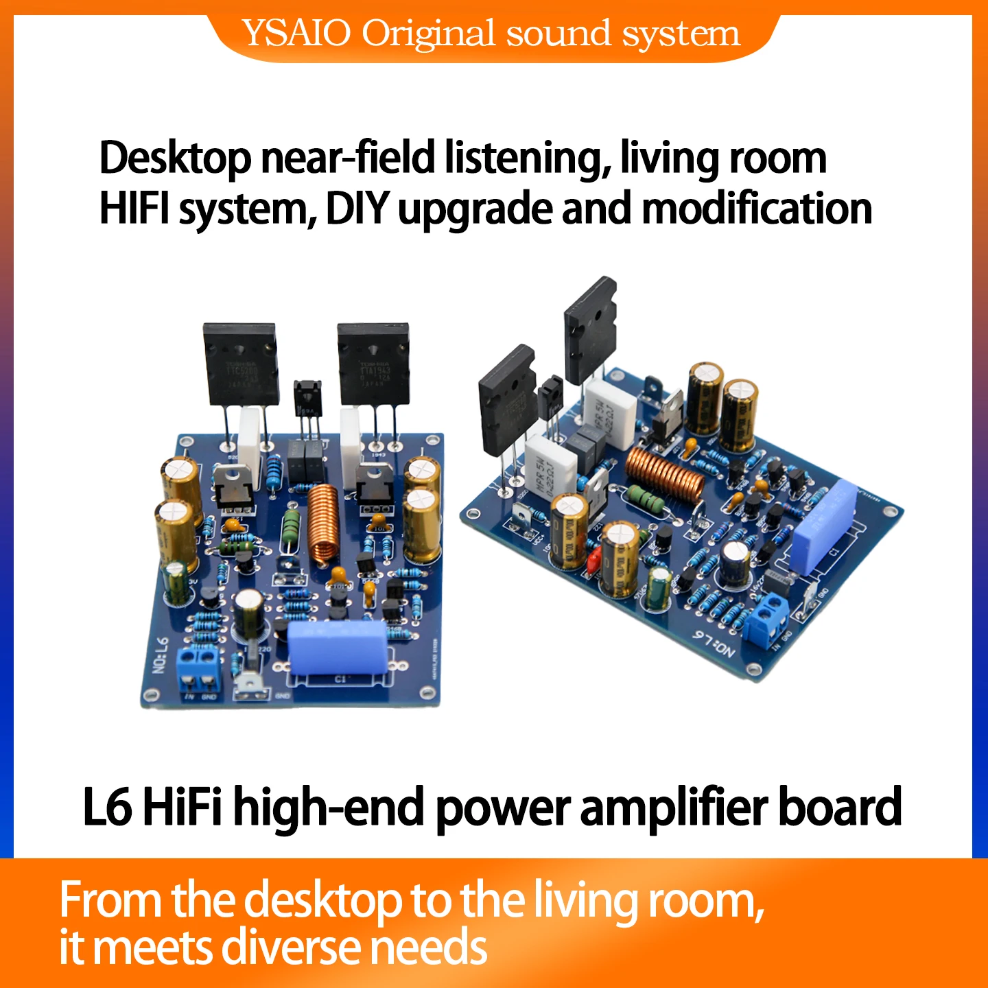 Ysaio L6Hifi Carte d'amplificateur de puissance audiophile de classe A/B, carte d'amplificateur audio finie