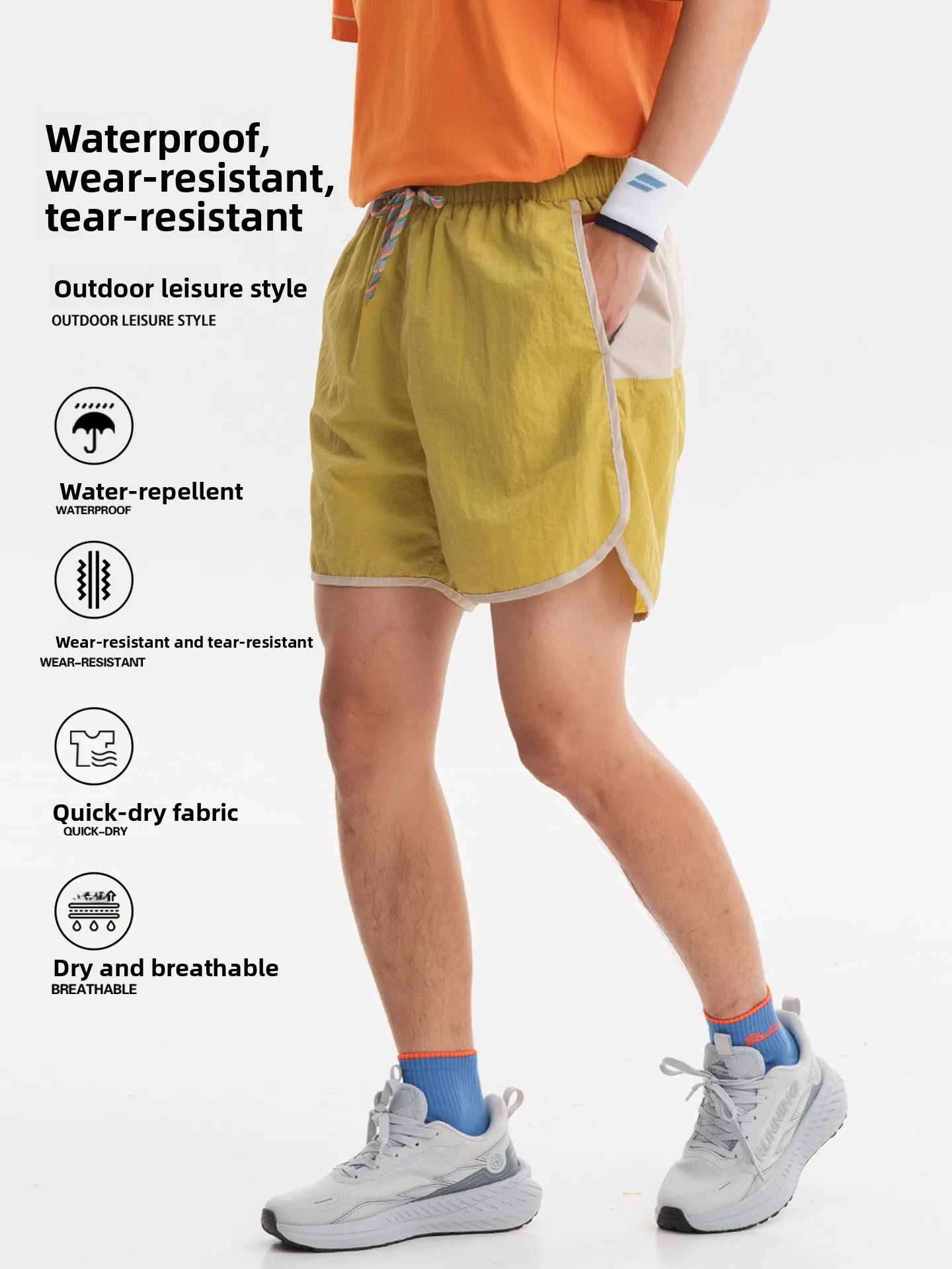 Summer Outdoor Color Block Quick Dry Lightweight Breathable Men's Casual Shorts Running Beach Sports Three-Quarter Length Pants