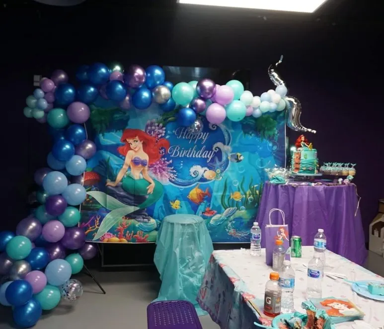 Disney Ariel Little Mermaid Princess Backdrop Under The Sea Mermaid Background Photography Girls Birthday Party Decoration