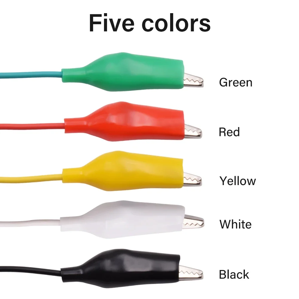 10pcs 50cm Colored Crocodile Clip 28 35 45mm Electrical Wire Test Lead Double Ended Alligator Clip DIY Power Supply Cable Jumper