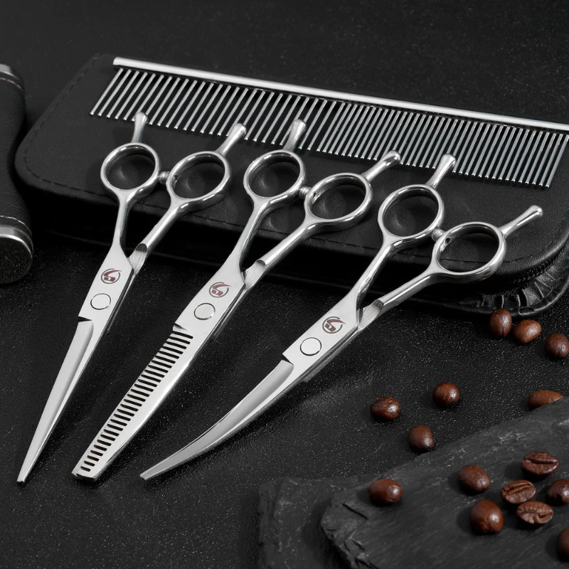 Imagem -04 - Pet Grooming Scissors Grupo Curvo Desbaste Clippers Cabelo Dog Teddy Chateado Downward Curvo 7