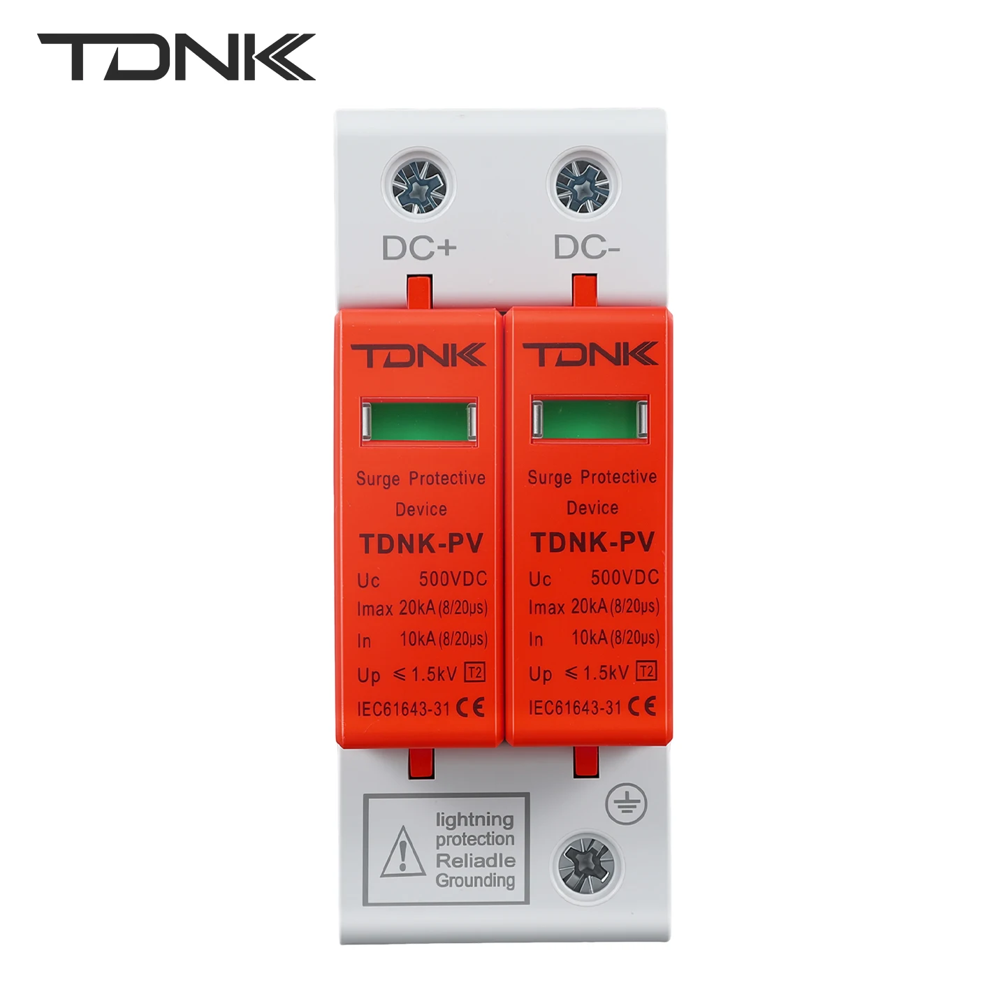 TDNK-PV DC SPD Surge Protection Device 2P 20KA 40KA 500V 600V 800V 1000V  for Solar PV Panel Lightning Protection