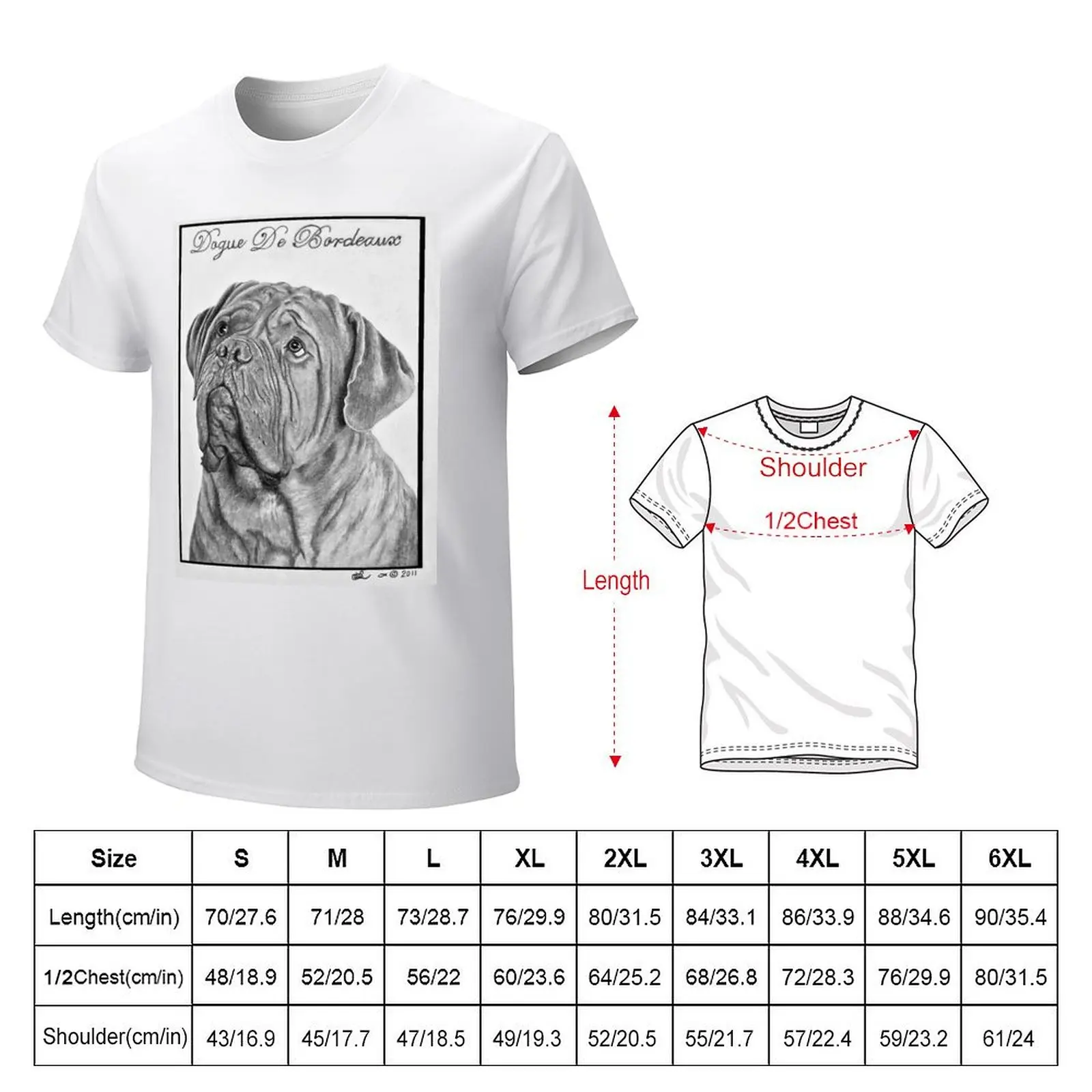 Dogue De Bordeaux French Mastiff by Leslie Berg T-Shirt oversized anime clothes mens graphic t-shirts