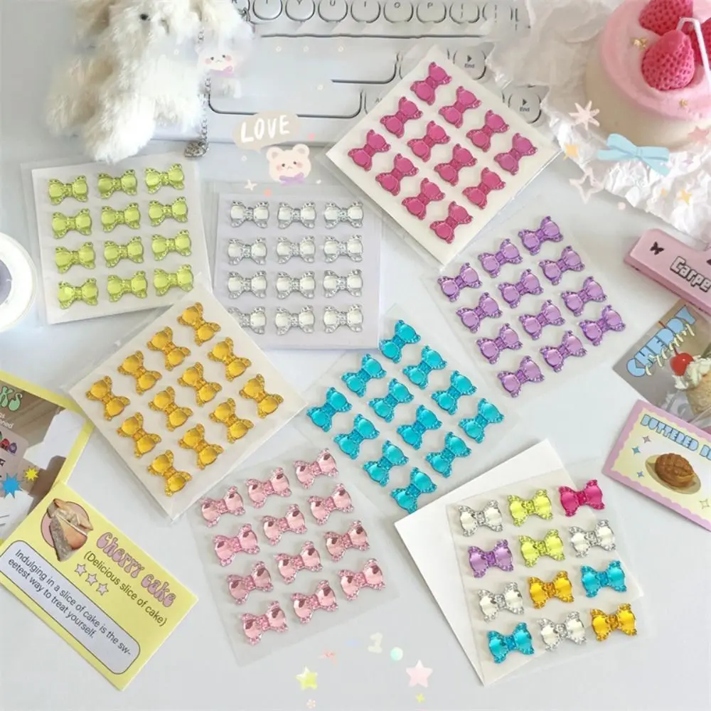 Cute Bow Drill Stickers Cartoon Creative Decorative Sticker Delicate 3D Stereoscopic Ledger Decoration Materials Kindergarten
