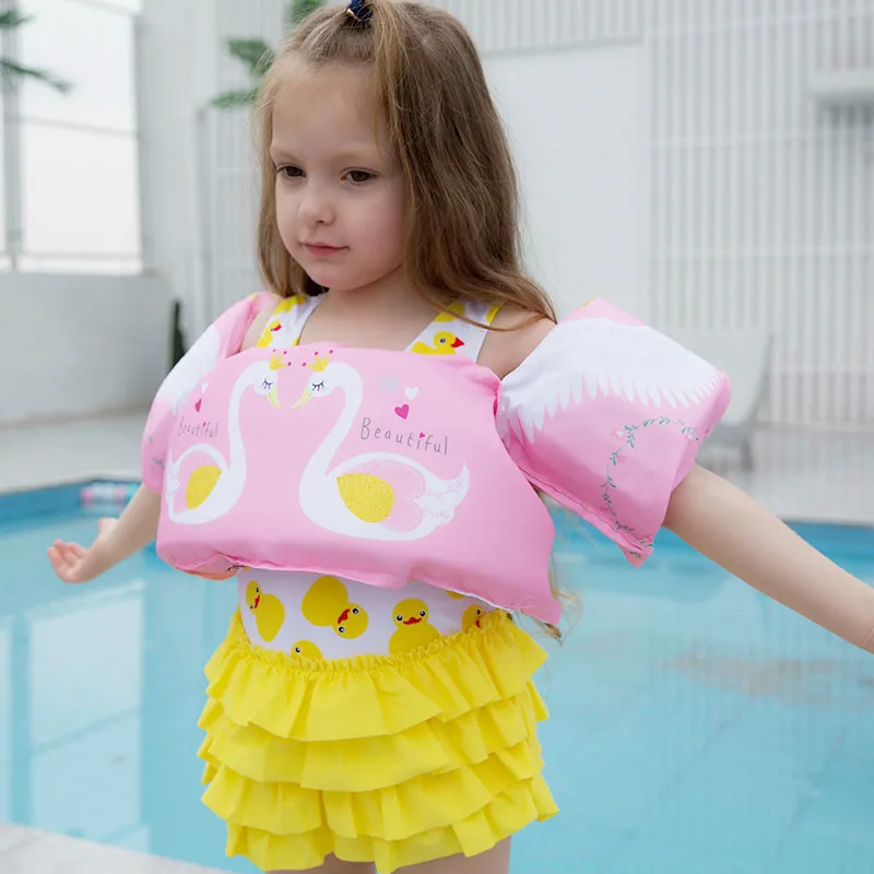 Baby Float Cartoon Arm Sleeve Swimsuit Foam Safety Adjustable Life Jacket Swimming Training Floating Pool Float Swimming Ring