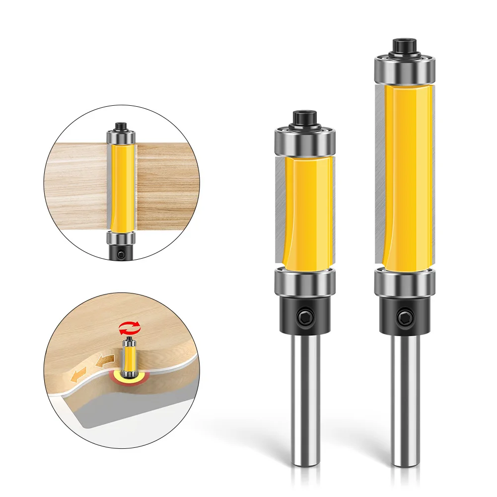 

6mm 1/4" Shank Template/Trim Router Bit with 2" Long Routing Cutters Features Top & Bottom Ball Bearings Woodworking Tool