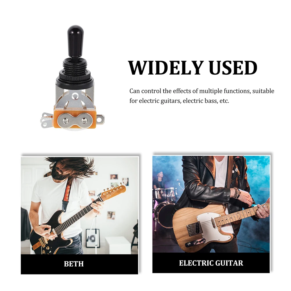 

2 Pcs Electric Guitar Head Shaking Switch Pickup Selector Toggle Replacement Part Parts Accessory Black 3-Way