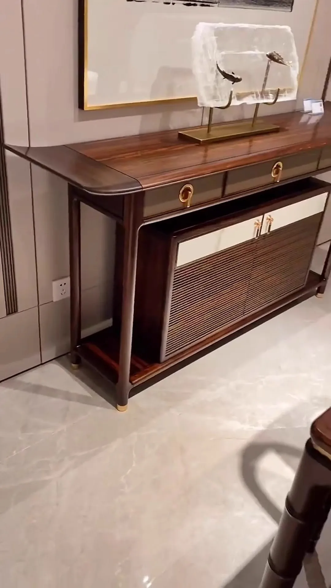 طاولة قهوة من خشب الأبنوس الصلب، درج جداري جديد على الطراز الصيني، بسيط وخفيف الوزن