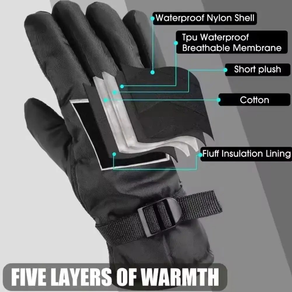 Fleece-lined Winter Warm Keep Ski Gloves Waterproof Windproof Snowboard Skiing Gloves Snowmobile Motorcycle Mittens Touch Screen