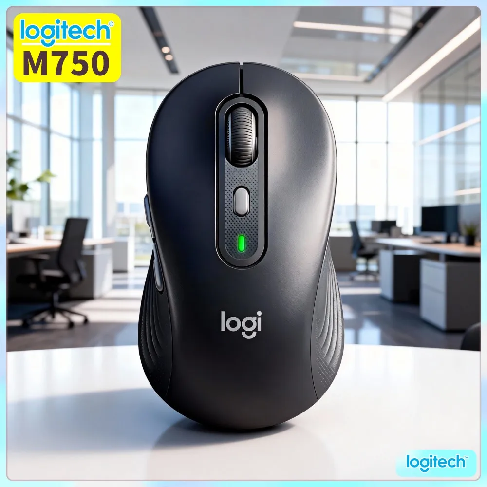 Ergonomic M750 Silent Mouse - 3-Device Switch, Rubber Grips, 20-Month Battery, Multi-Platform Compatible