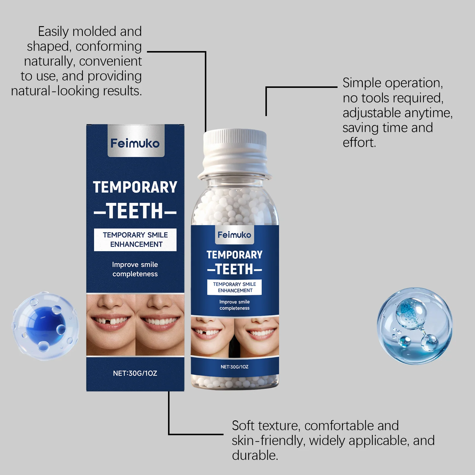 Tooth Repair Glue Dental Fixation Comfortable Safety Shapeable Teeth Gaps Filling Solid Glue Home Use Temporary Tooth Repair Kit