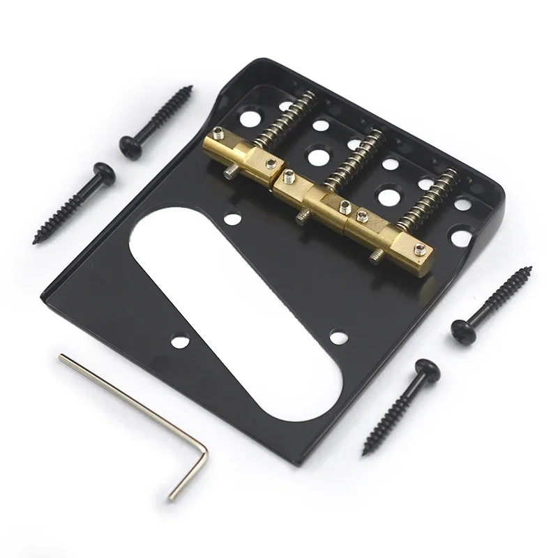 Dual Load Guitar Bridge with Cut-down Sides w/Compensated Brass Saddles for TL Guitar Chrome Black Gold