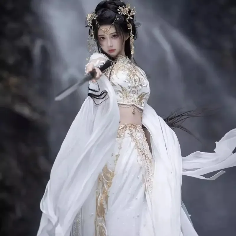 

Saintess Token Dunhuang Style Hanfu Exotic Charm Han Element Embroider Costume Xianxia White Full Setx;8'm6,