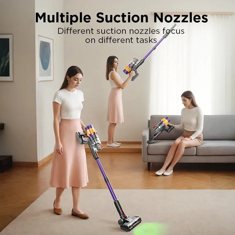 Cordless Handheld Vacuum Cleaner V18 Purple,45KPA,Touch Screen,Smart Dust Sensor, for Home Bed Carpet Clean 1.2L