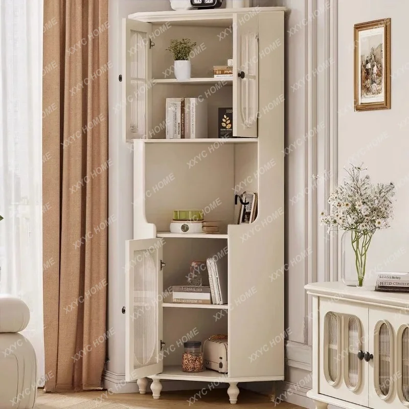 

all-solid wood corner cabinet Small apartment tea cabinet Triangular dining side cabinet against the wallTJ