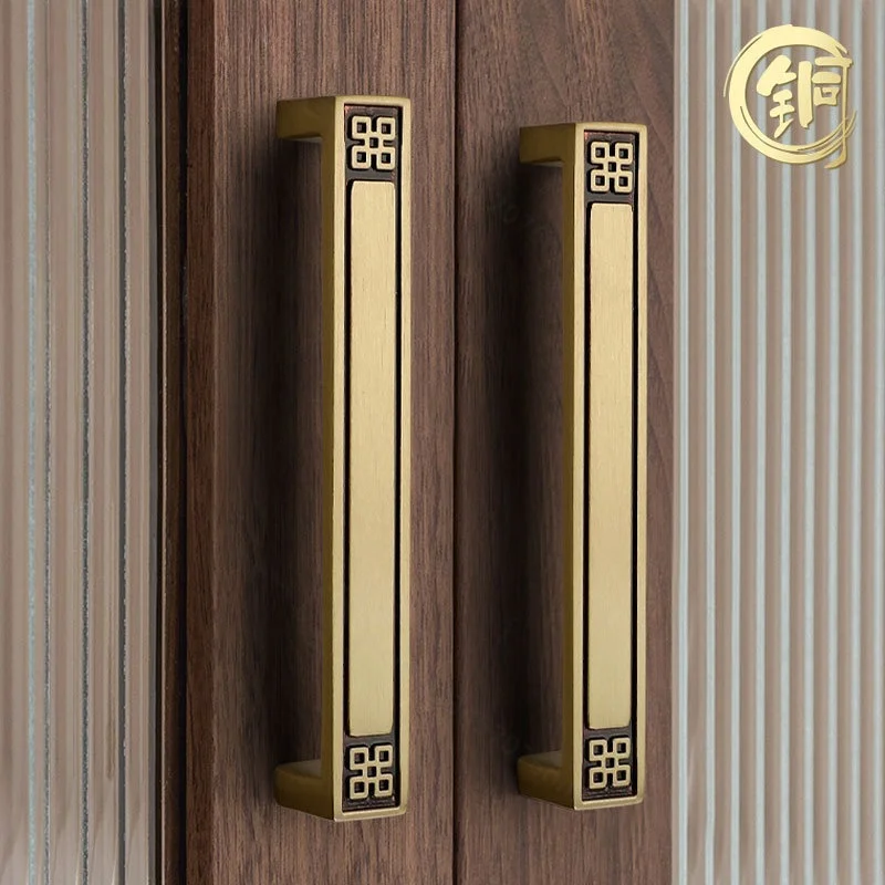 New Chinese Cabinet Pulls Modern Minimalist Brass Drawer Handles Luxury Wardrobe Cupboard Shoe Cabinet Door Hardware