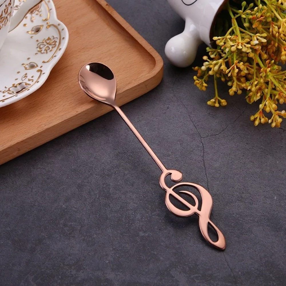 Music Bar Musical Note Spoon Kitchen Tableware Ice Cream Spoon Mug Teaspoons 304 Stainless Steel Dessert Tea Accessories