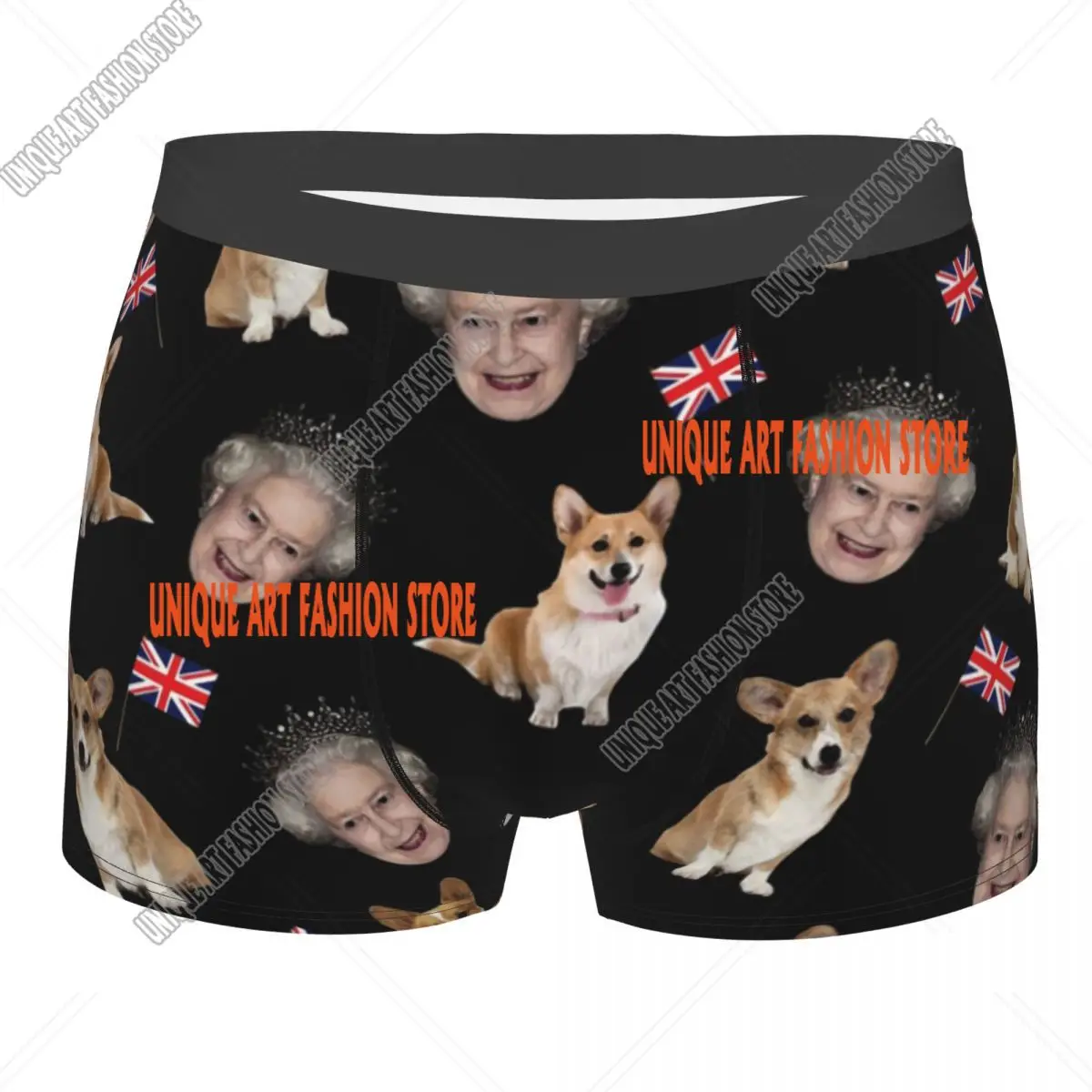 Queen Elizabeth And Corgis Pattern Boxer Shorts For Homme 3D Printed Male Underwear Panties Briefs Breathbale Underpants